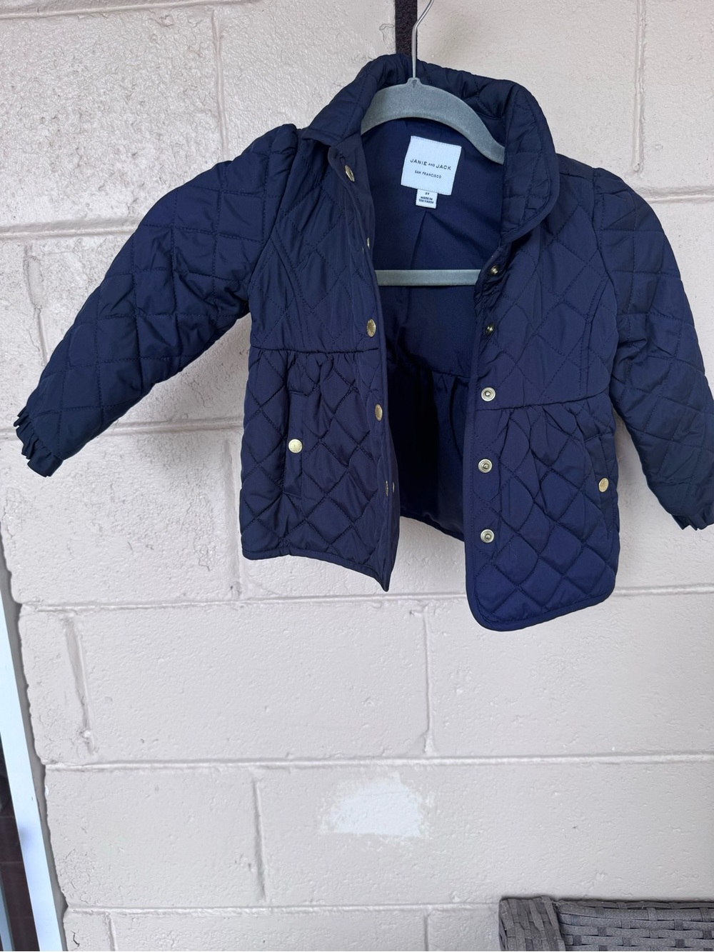 Janie and Jack Girls Navy Quilted Jacket 2T